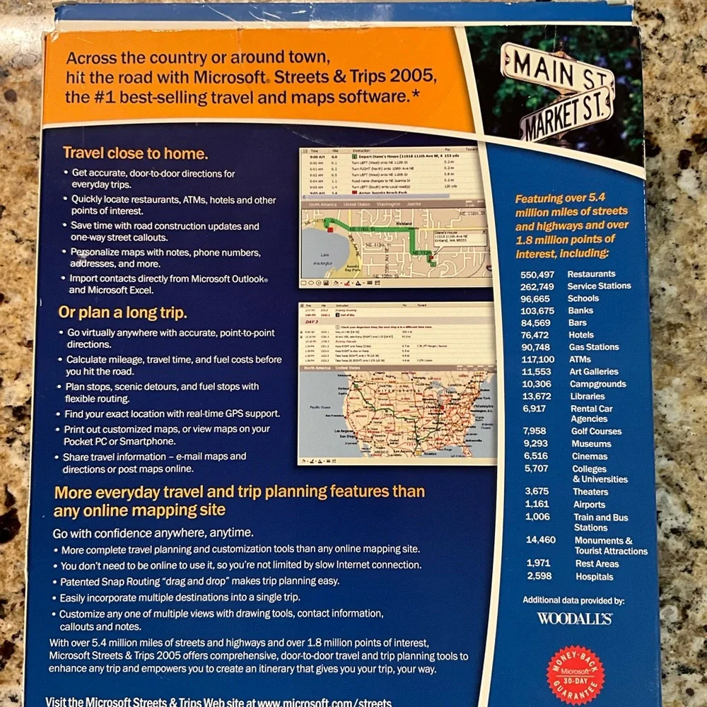 Vintage Microsoft Streets and Trips 2005 no GPS version map maps travel